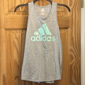 Adidas Youth Gray Tank Top with Mint Logo